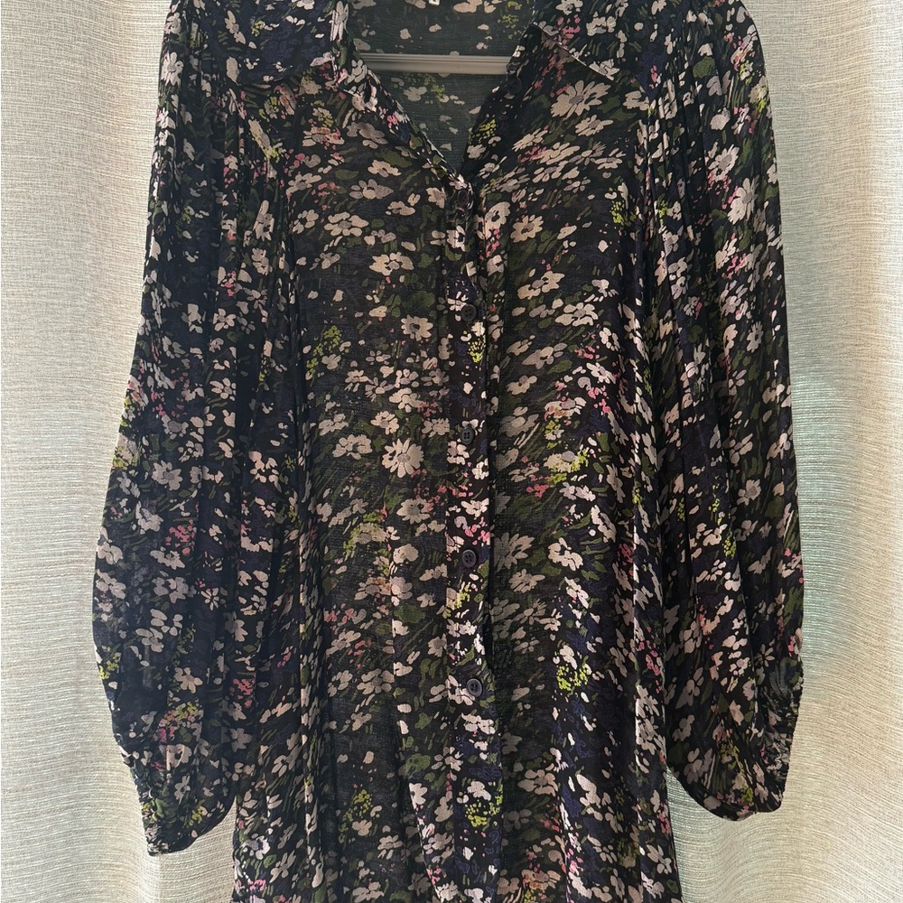 Ganni Black Floral Blouse